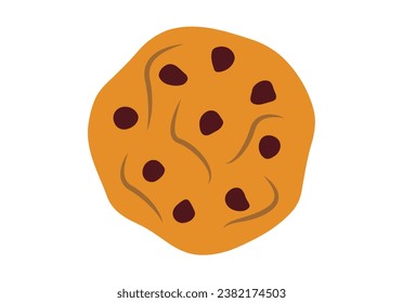 Cookie with chocolate chips on white background.