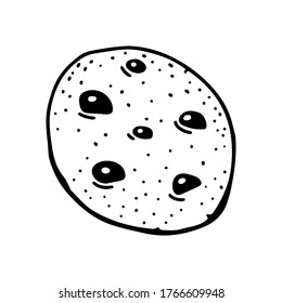 Cookie with chocolate doodle vector icon isolated