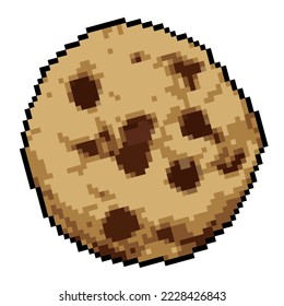 Cookie Chocolate Pixel Art Icon Illustration 8-bit Vector Picture