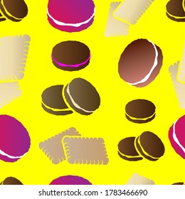 cookie chocolate seamless pattern. Good for textile, wrapping, wallpapers, etc. Sweet cookie chocolate isolated on background. Vector illustration.