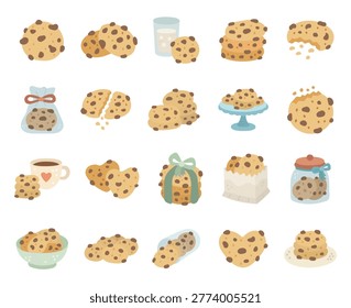 Cookie chocolate set in scandinavian style featuring bakery dessert snack food pastry baked treat drink storage container serving plate jar