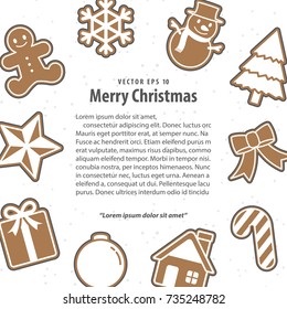 Cookie christmas frame illustration vector on white background. Merry christmas concept