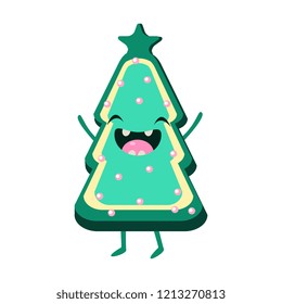 Cookie Christmas tree Vector Cheerful card
