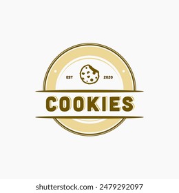 cookie circle logo design inspiration . vintage cookie logo template . brown classic circle logo badge . circle emblem cookie design