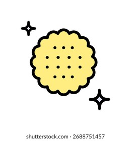Cookie color icon. Cracker, biscuit, snack symbol. Vector flat sign isolated on white background.