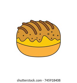 Cookie colorful bakery product cartoon icon. Vector illustration of Cookie bakery product isolated on white background