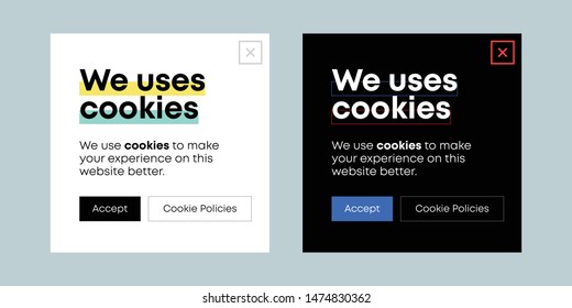 Cookie Consent Popup Design. Vector Template svg