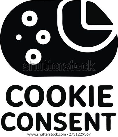 Cookie Consent Privacy Settings Icon, Simple black icon representing website cookie consent and privacy settings, commonly used for GDPR compliance, user tracking permission, and data protection notices.