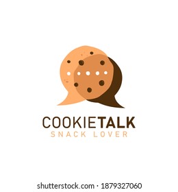 Cookie cookies talk logo icon symbol with two cookies in bubble comic speak discussion talk shape illustration