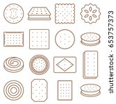 cookie, cracker and biscuit outline icon set 2