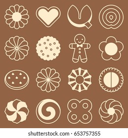 cookie, cracker and biscuit, silhouette icon collection set 3/3