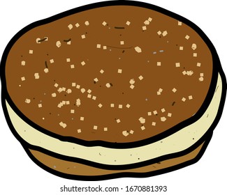 Cookie with cream, illustration, vector on white background.