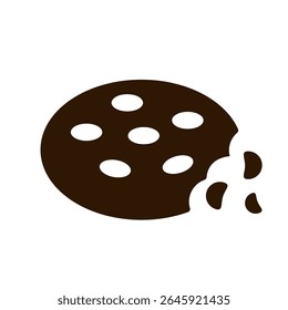 Cookie with crumbs on white background. Flat vector illustration. Dessert and sweet snack concept.
