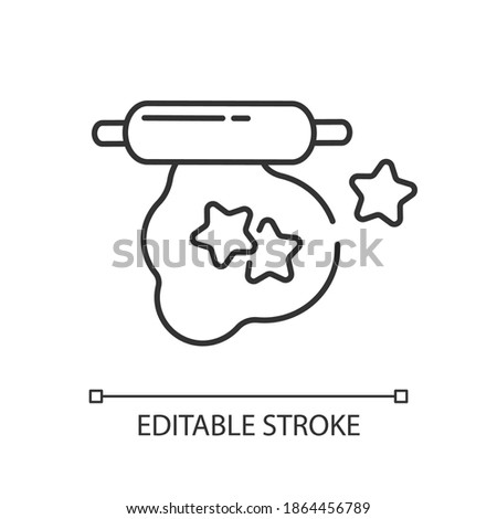 Cookie cutter linear icon. Metallic star shape. Cut dough for treat. Bakery utensils. Thin line customizable illustration. Contour symbol. Vector isolated outline drawing. Editable stroke