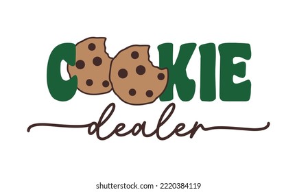 Cookie Dealer Girl scout cookies quote retro typography sublimation SVG on white background svg