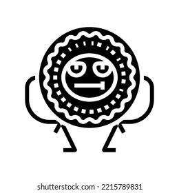 cookie dessert character glyph icon vector. cookie dessert character sign. isolated symbol illustration