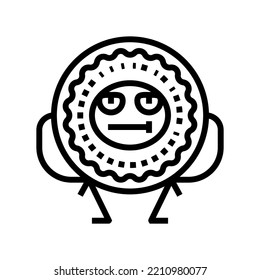 cookie dessert character line icon vector. cookie dessert character sign. isolated contour symbol black illustration