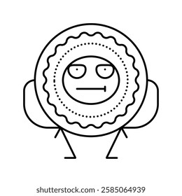 cookie dessert character line icon vector. cookie dessert character sign. isolated contour symbol black illustration