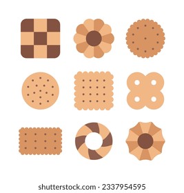 Cookie dessert icon set of different shapes for sale in the bakery. It is a simple, minimalist style icon.