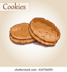 Cookie Detailed vector icon. Sweet food baking 