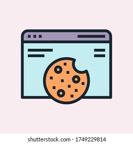 Cookie. Digital marketing concept illustration, flat design linear style banner. Usage for e-mail newsletters, headers, blog posts, print and more. Vector