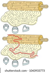 Cookie dough maze for kids with a solution