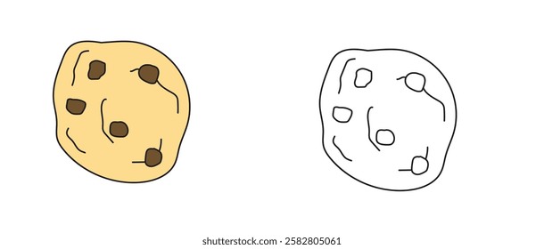 cookie drawing page. Simple cookie design for children's coloring page. black and white cookie vector design