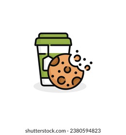 Cookie and drink vector illustration. Fast food icon isolated on white background