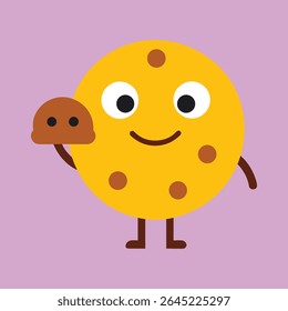 Cookie Emoticon Holding a Chocolate Chip Treat