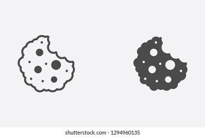 Cookie filled and outline vector icon sign symbol