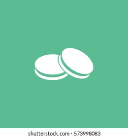 Cookie Flat Icon On Green Background