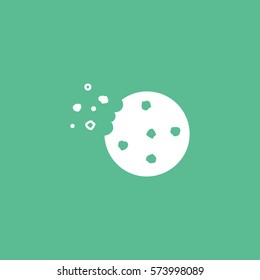 Cookie Flat Icon On Green Background