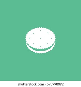 Cookie Flat Icon On Green Background