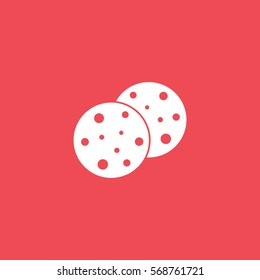 Cookie Flat Icon On Red Background