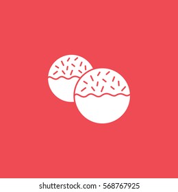Cookie Flat Icon On Red Background