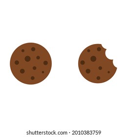 Icono plano de cookie sobre fondo blanco