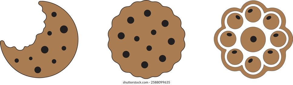 Cookie Flat icon vector art on white background.  