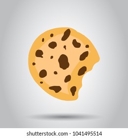 Cookie flat vector icon. Chip biscuit illustration. Dessert food pictogram. Business concept simple flat pictogram on isolated background.