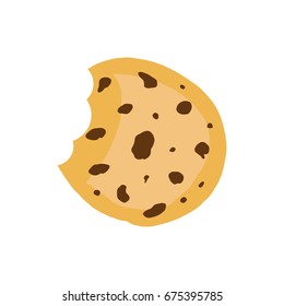 Cookie flat vector icon. Chip biscuit illustration. Dessert food pictogram.