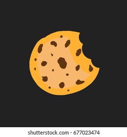 Cookie flat vector icon. Chip biscuit illustration. Dessert food pictogram.
