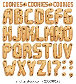 Cookie Font With Chocolate Chips, Full Alphabet Part 1/2