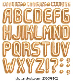 Cookie Font With Cream Line, Full Alphabet Part 1/2