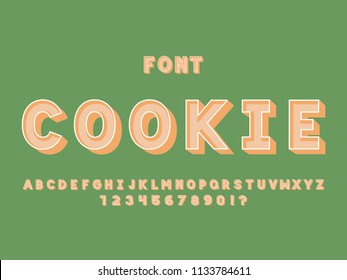 Cookie font. Vector alphabet letters and numbers. Typeface design. 