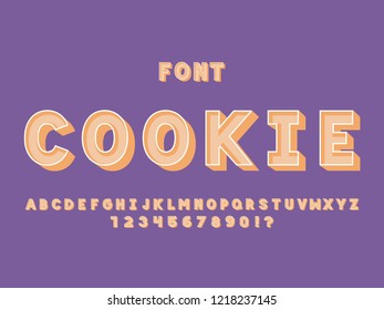 Cookie font. Vector alphabet letters and numbers. Typeface design. 
