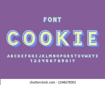 Cookie font. Vector alphabet letters and numbers. Typeface design. 