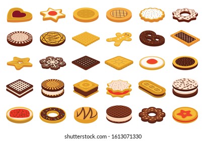 Cookie of food cartoon vector illustration on white background. Biscuit cake cartoon vector set.Isolated vector icon cookie of food.