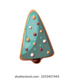 Cookie in the form of Christmas tree isolated on white background. Christmas and new year concept element. Vector illustration.
