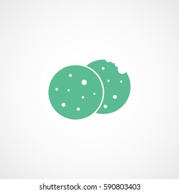 Cookie Green Flat Icon On White Background