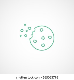 Cookie Green Line Icon On White Background