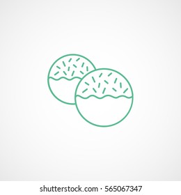 Cookie Green Line Icon On White Background